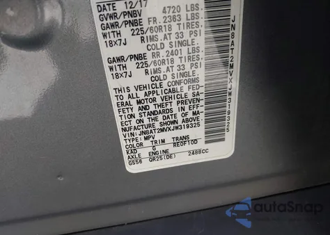 2018 Nissan Rogue Sl из США, поврежденный, VIN JN8AT2MVXJW319325